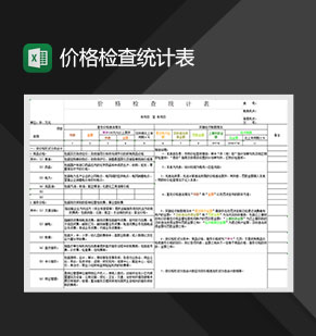 物价局价格检查统计表Excel模板