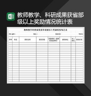 教师教学科研成果获省部级以上奖励情况统计表Excel模板