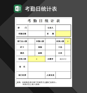 员工考勤日统计报表Excel模板