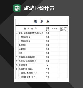 国内旅游业收入指标统计表Excel模板