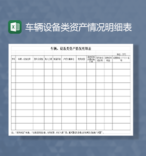 车辆设备类资产情况明细表Excel模板