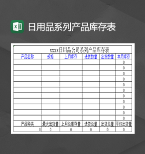 公司日用品系列产品库存表Excel模板