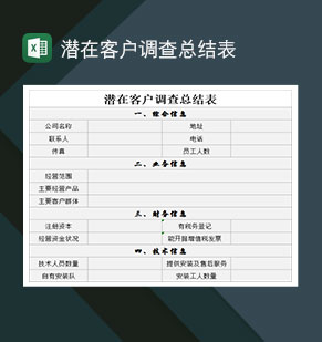 潜在客户调查总结表Excel模板