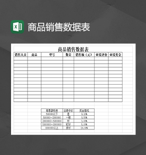 商品销售数据表数据汇总统计报表Excel模板