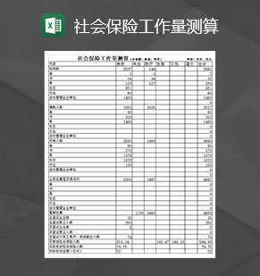 社会保险工作量测算明细表Excel模板