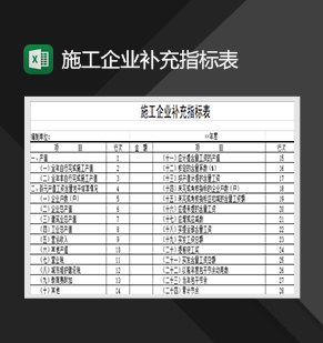 施工企业补充指标表Excel模板
