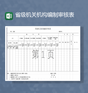 省级机关机构编制审核表Excel模板