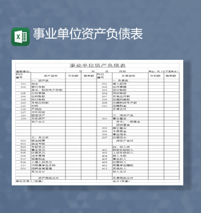 事业单位资产负债表财务明细报表Excel模板