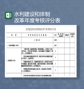 水利建设和体制改革年度考核评分表Excel模板