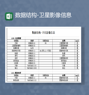 数据结构卫星影像信息收集汇总表Excel模板