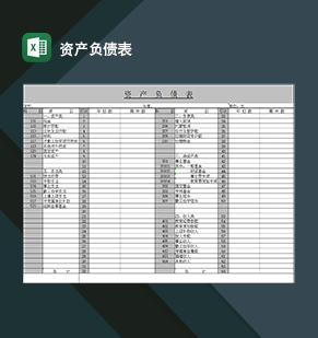 全新企业资产负债项目明细登记表格Excel模板