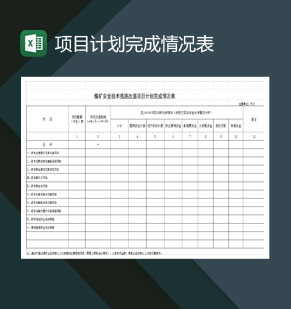 煤矿安全技术措施改造项目计划完成情况表Excel模板