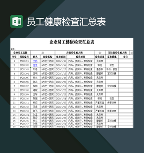 企业单位员工健康检查情况汇总表Excel模板