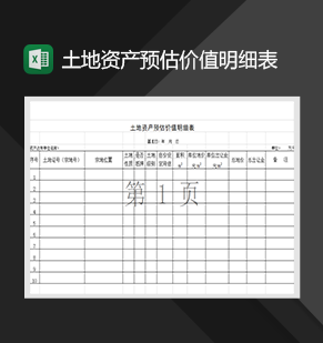 土地资产预估价值明细表财务管理表格制作