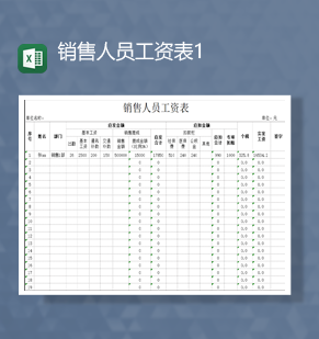 精美实用企业销售部门工资报表工资表Excel模板