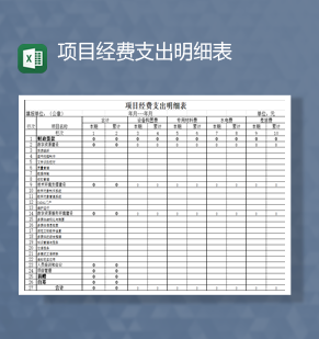 公司项目经费支出明细表财务报表Excel模板