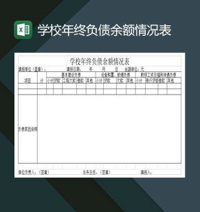 学校年终负债余额情况表Excel模