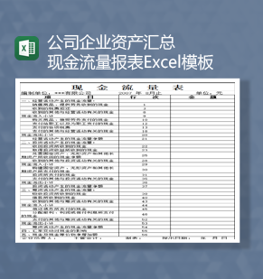 公司企业资产汇总现金流量报表Excel模板