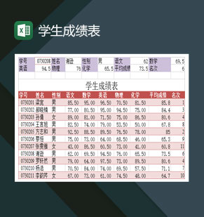 高等学校学生成绩管理表Excel模