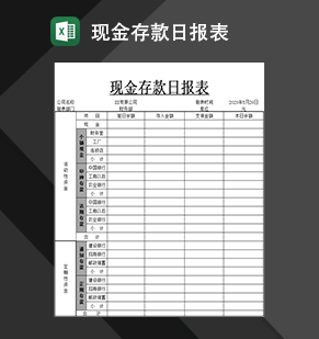 企业财务会计常用现金存款日报表