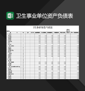 卫生事业单位资产负债明细登记表格Excel模板