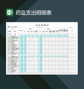 关于药监支出明细表Excel模板