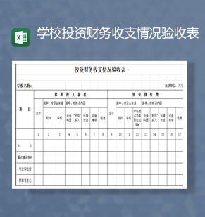 学校投资财务收支情况验收表Excel模板