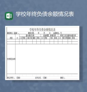 学校年终负债余额情况表财务报表