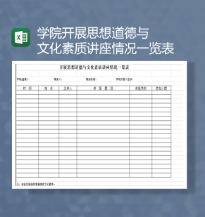 学院开展思想道德与文化素质讲座情况一览表Excel模板