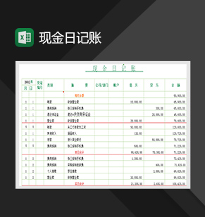 中小企业现金日记账Excel模板