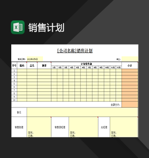 公司销售人员常用销售计划表Excel模板