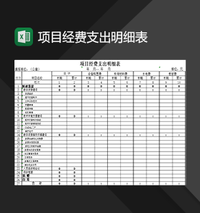 公司项目经费支出明细登记表Exce