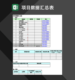 企业单位投资项目数据汇总表Exce