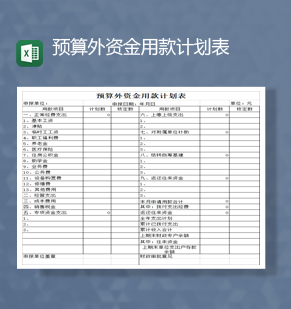 财务决算资产预算外资金用款计划表Excel模板