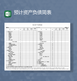 财务会计投资预计资产负债简表Excel模板