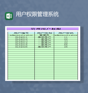 用户权限管理系统说明明细表Excel模板