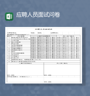 公司人事行政应聘人员面试调查问卷情况表Exce模板