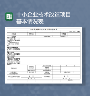 中小企业技术改造项目基本情况表Excel模板