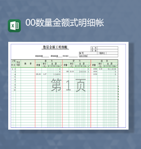 物资数量金额式明细帐一览表Exce