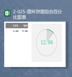 数据完成统计饼状圆形图表绿色百分比数据图表Excel模板