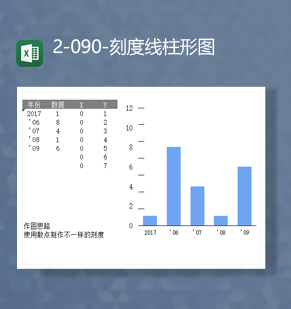 蓝色数据统计记录年份报表柱形图表Excel模板