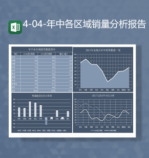 年度销售数据统计对比分析蓝色图