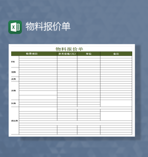 公司物料收费费用统计参考价报价