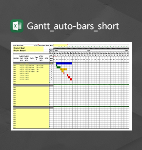 英文版本任务进度计划甘特图Gantt auto bars shortExcel模板