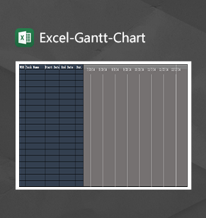 蓝色公司任务统计数据统计甘特图GanttChart英文版本Excel模板