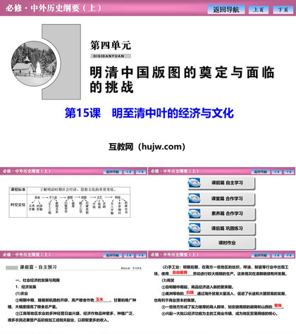 《明至清中叶的经济与文化》PPT教学课件