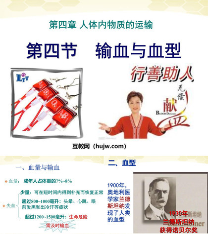 《输血与血型》人体内物质的运输PPT课件下载