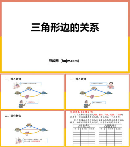 《三角形边的关系》认识三角形和四边形PPT教学课件