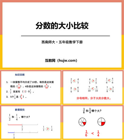 《分数的大小比较》分数PPT课件下载