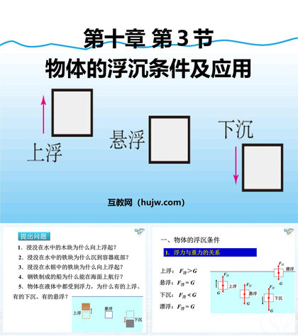 《物体的浮沉条件及应用》浮力PPT课件下载